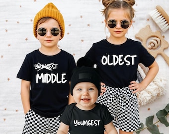Oldest Middle Youngest Sibling Matching Shirt,  Big Brother Big Sister Gift Hoodie