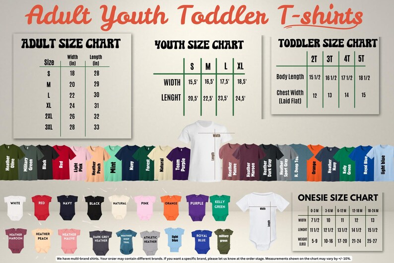 a poster showing the sizes of t - shirts