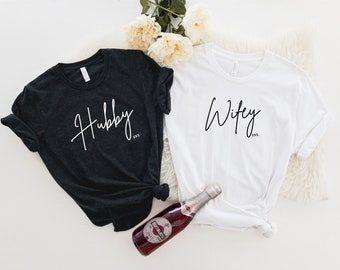 Wifey and Hubby EST 2025 Shirts, Couples Shirts, Matching Couple Shirt, Bridal Gift, Husband and Wife Tee,Honeymoon T-shirt,