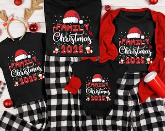T-shirt de Noël familial 2025, T-shirts assortis pour la famille, Sweat-shirt de Noël familial, Pyjama de Noël assorti pour la famille