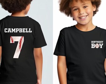 Custom Birthday Boy Baseball Shirt with Name and Age - Personalized Kids Baseball Party Outfit, Sports Theme Birthday Tee