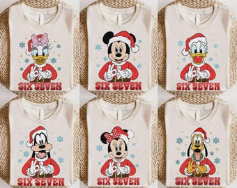 Disney Character 67 Viral T-shirt, Six Seven Mickey Minnie Shirt, 6 7 Meme Christmas Sweatshirt, Disney Funny Meme Gift