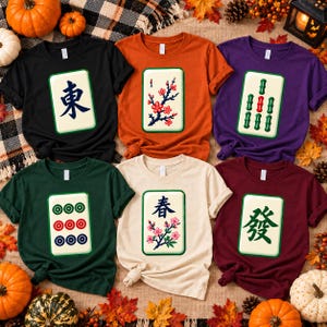 Mahjong Group Halloween T-Shirt, Matching Mahjong Costume Sweatshirt, Cute Game Night Party Shirt, Mahjong Tile Family Tee