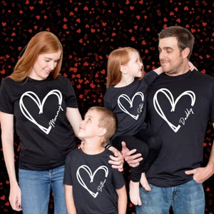 Personalised Family Matching Valentine Shirt, Valentine Heart T-Shirt, Cute Matching Family Outfit, Jumper Matching Shirts Adult and Child