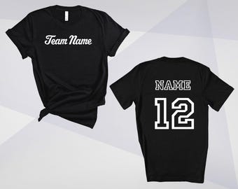 Custom Team Name Jersey Tshirt, Custom Sports Shirt with Name and Number, Matching Team Tshirt ,Personalized Mascot Group Shirt