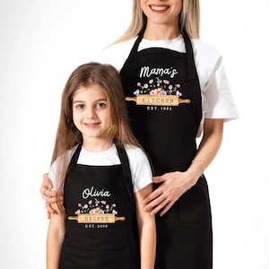 Custom Mommy And Me Apron, Mom And Daughter Matching Aprons, Personalized Apron For Women, Kitchen Apron, Girls Boys Custom Toddler Apron