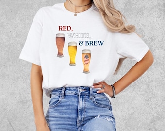 Red White And Brew Shirt, Red White And Brew Social Club, unny 4th of July T-Shirt, Patriotic Drinking Shirts, Independence Day Tee