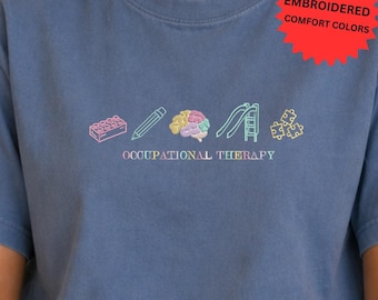 Occupational Therapist Embroidered Shirt, Minimalist OT Month TShirt, COTA Graduation Gift, Therapy Student Outfit