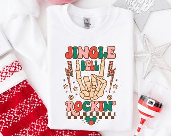 Jingle Bell Rocking Shirt, Jingle Bell Rocking Sweatshirt, Skeleton Christmas Rock And Roll Shirt,Skeleton Christmas Jingle Bell Rocking Tee