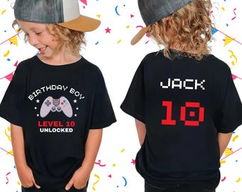 Boys Gaming Shirt, Level 10 Unlocked T-Shirt, Gamer Birthday Shirt, Video Game Birthday Shirt, Kids Birthday Party Shirt,Boys Birthday Shirt