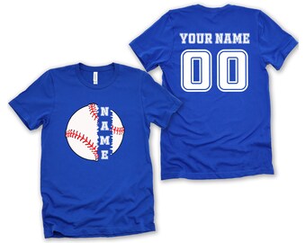 Two Sided Baseball Tshirt with Custom Number and Name, Sports Shirt, Custom Baseball Shirt, Personalized Baseball Gifts, Baseball Team Shirt