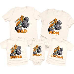 Personalised Your Name Monster Truck Shirt, Custom Monster Truck Family Matching Birthday T-Shirt, Personalized Cars Birthday Shirt