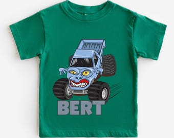 Custom Name Monster Truck Shirt, Monster Truck Party Gift For Kids, Custom Toddler Kids Name Shirt,  Boys Monster Truck Shirt,