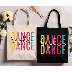 Personalized Dance Tote Bag, Custom Name Dance Shoulder Bag, Dancer Mama Gift Bag,  Dance Student Dance Coach Bag, Dance Team Gift Tote Bag
