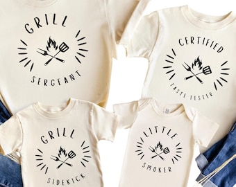 Grill Dad Baby Matching Shirt, Dad Kid Mom Family Shirt, Fathers Day Tee, Dad Son Matching Shirt, New Dad Gift Dad and Baby Outfit