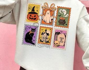 Halloween Ghost Pumpkin Cat Shirt, Cute Ghost Pumpkin Cat Sweatshirt, Retro Halloween Ghost Black Cat Pumpkin T Shirt, Fall Spooky Cat Tee