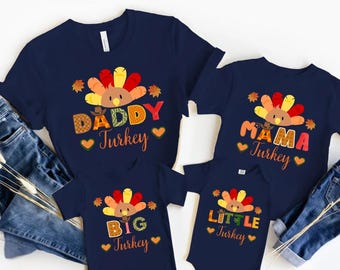 Turkey Matching Family Thanksgiving Shirt, Custom Family Thanksgiving 2025 TShirt, Turkey Thanksgiving Outfit, Mommy Turkey Daddy Turkey Tee