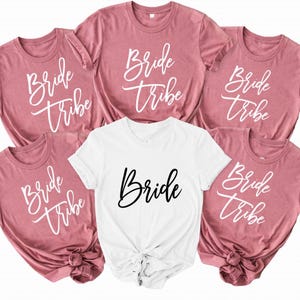 Bride Bride Team Bride Tribe Bachelorette Party Shirt, Bachelorette T-Shirts, Wedding Party TShirt, Bride Tribe Gift,Hen Party Shirt