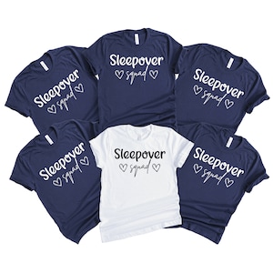 Personalized Backside Name Sleepover Squad Shirt, Sleepover Birthday Party Shirt, Sleepover Pajama Shirt, Slumber Party Shirt, Bridal Party