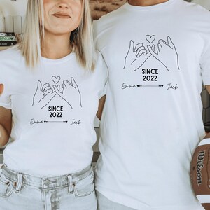 Personalized Holding Hand With Couple Name Date Shirt, Custom Anniversary Tshirt, Personalized Couple Gift, Valentine's Day Sweatshirt
