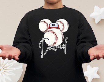 Custom Baseball Shirt, Mickey Or Minnie Baseball Sweatshirt, Baseball Lover Christmas Gift