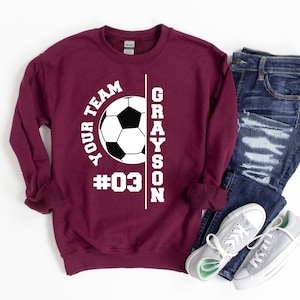 Custom Soccer Shirt, Personalized Soccer Sweatshirt, Game Day Soccer Hoodie, Team Mascot Soccer Sweatshirt, Custom Soccer Ball Shirt