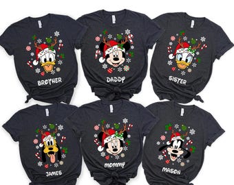 Disney Mickey and Friends Christmas Family Matching Tshirt, All Characters Disneyland Xmas Tee, Family Christmas Matching Shirt, Disney Trip