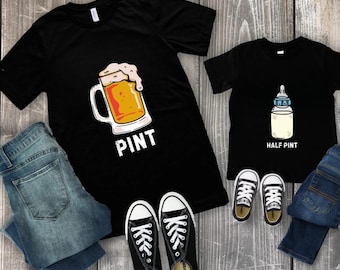 Pint Half Pint Matching T-Shirts, Dad And Baby Shirt, Dad Son Father Son Matching Tee, Daddy Daughter Shirts,Funny Dad And Kids Matching Tee