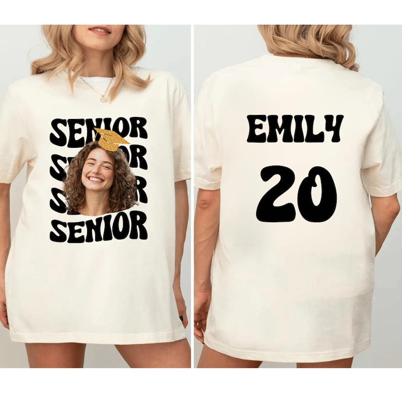 a woman wearing a t - shirt that says senior senior senior senior senior senior senior