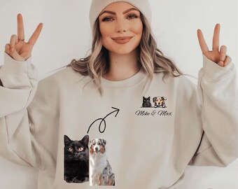 Custom Cat Dog Sweatshirt, Custom Pet Photo Shirt, Personalized Pet Owner Gift