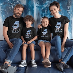 Personalised Your Name Monster Truck Shirt, Custom Monster Truck Family Matching Birthday T-Shirt, Personalized Cars Birthday Shirt
