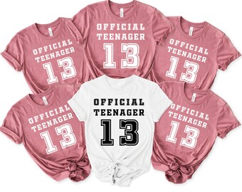 Official Teenager Shirt, 13Th Birthday Shirt, Birthday Girl Shirt, Custom Year Name, Birthday Girl Shirt, Thirteen Birthday Shirt