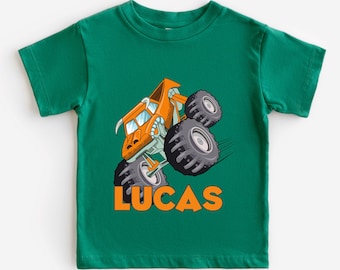 Boys Monster Truck Shirt, Custom Personalized Kids Name Shirt, Boy Birthday Party Gift, Baby Monster Truck Shirt, Cute Toddler Shirt