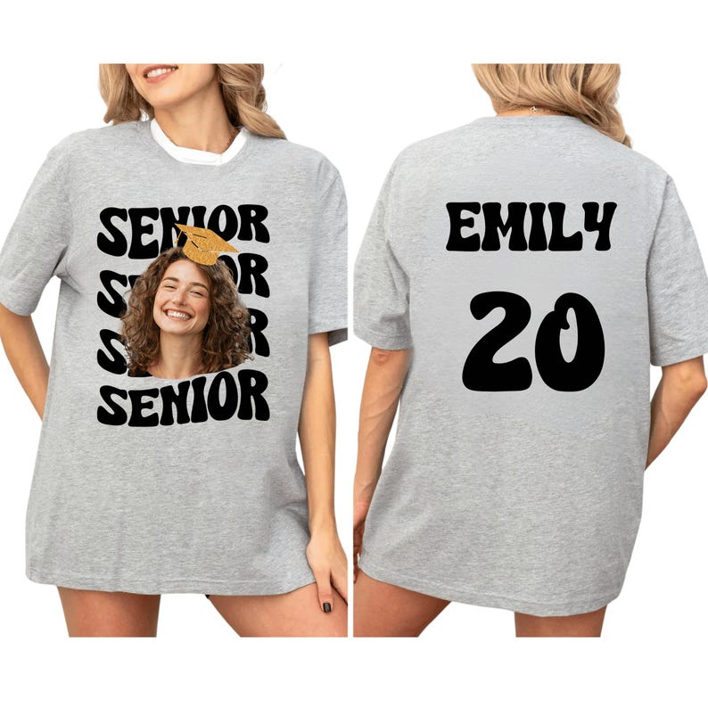 a woman wearing a t - shirt that says senior senior senior senior senior senior senior