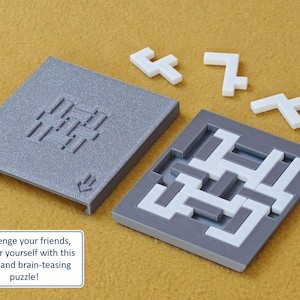 Brain-teasing-tafelpuzzel voor volwassenen en kinderen "The Linear Labyrinth" (3D-geprint, plat, doos met deksel)