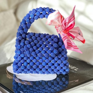 Custom Mini Beaded Crystal  Bag Handbag  With Scarf/Pearl Bag/ Handmade Bag/Acrylic Handbag