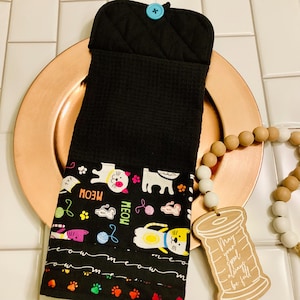 Cat and Dog  Printed  Kitchen Towel with Holder: Custom Pet Decor