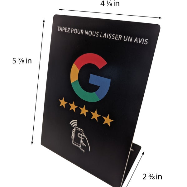 Français grand format - Support pour avis Google pour robinet NFC 5 étoiles Les avis Google en toute simplicité