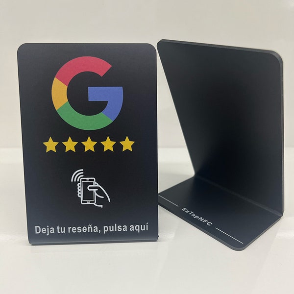 Español - NFC Tap Google Review Stand Revisión de Google de 5 estrellas con un solo toque