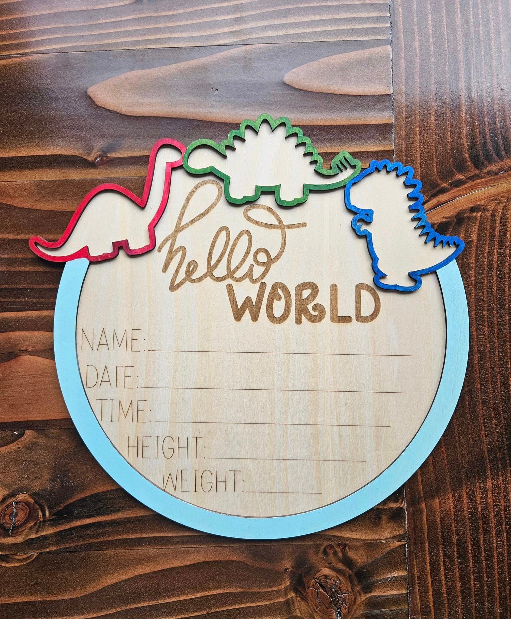 Dinosaur Baby Announcement Sign Baby Boy Announcement Name Date Time ...