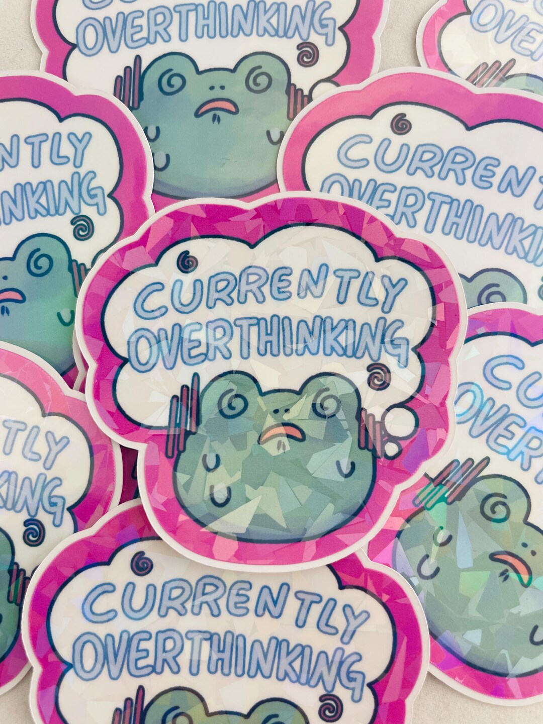 Overthinking Frog | Funny Holographic Sticker - Etsy