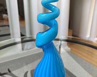 Sculpture en verre de Murano bleu Millefiori.