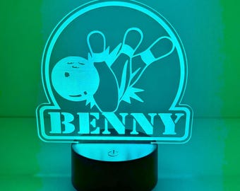 Color Changing Acrylic LED Bowling Night Light: Sports Decor