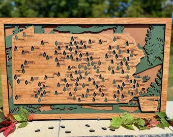 Pennsylvania State Park Travel Map Explore and Preserve Adventure Outdoor Enthusiast Gift Wall Art for Nature Loving Families Home Décor