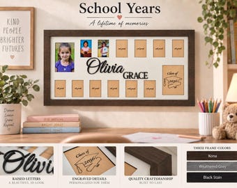 Personalized School Years Photo Frame, Pre-K to 12th Grade, K-12 Picture Collage