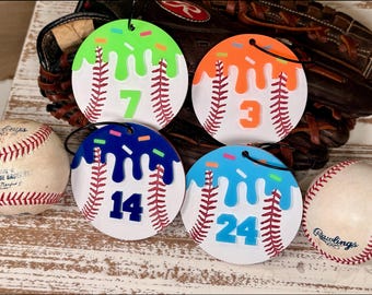 Customizable Drip Baseball Bag Tag, Acrylic Baseball Gift