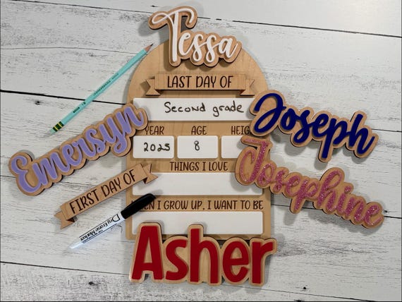 Personalized First and Last Day of School Sign: Wood Reusable Keepsake