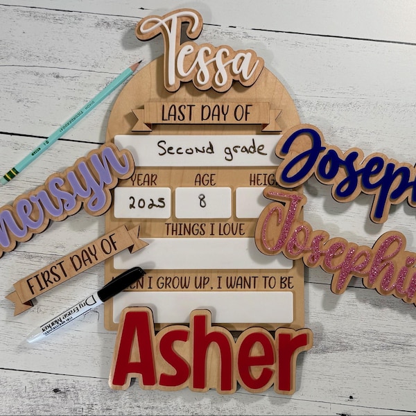 Personalized First and Last Day of School Sign: Wood Reusable Keepsake