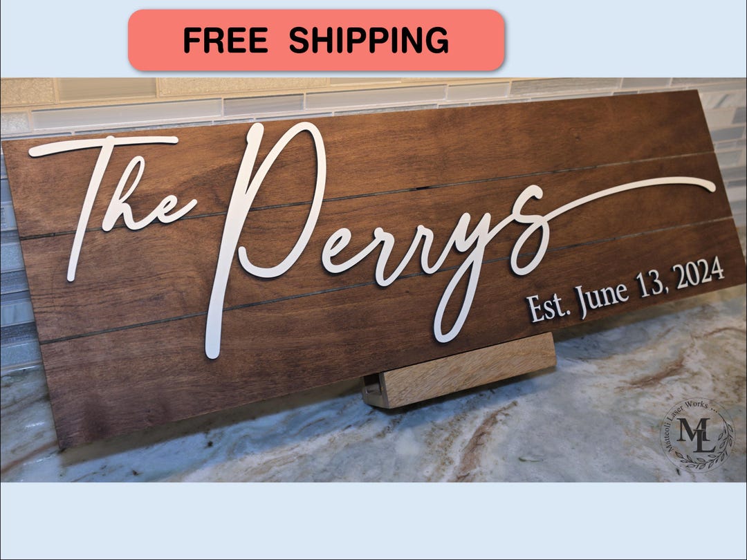 Custom Family Name Wood Sign, Personalized Wedding Gift - Etsy
