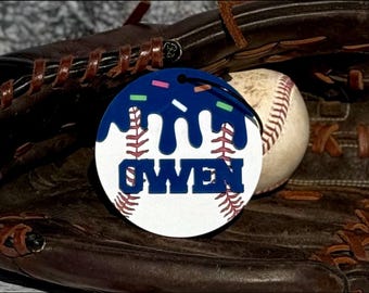 Personalized Baseball Drip Bag Tag: Acrylic Drip Design